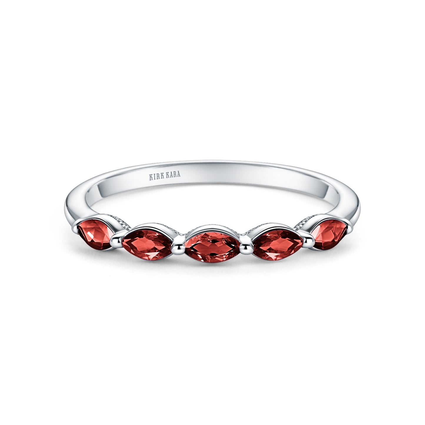 Prong Set Milgrain Marquise Ruby Wedding Band