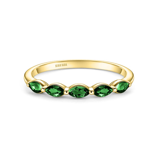 Prong Set Milgrain Marquise Tsavorite Wedding Band