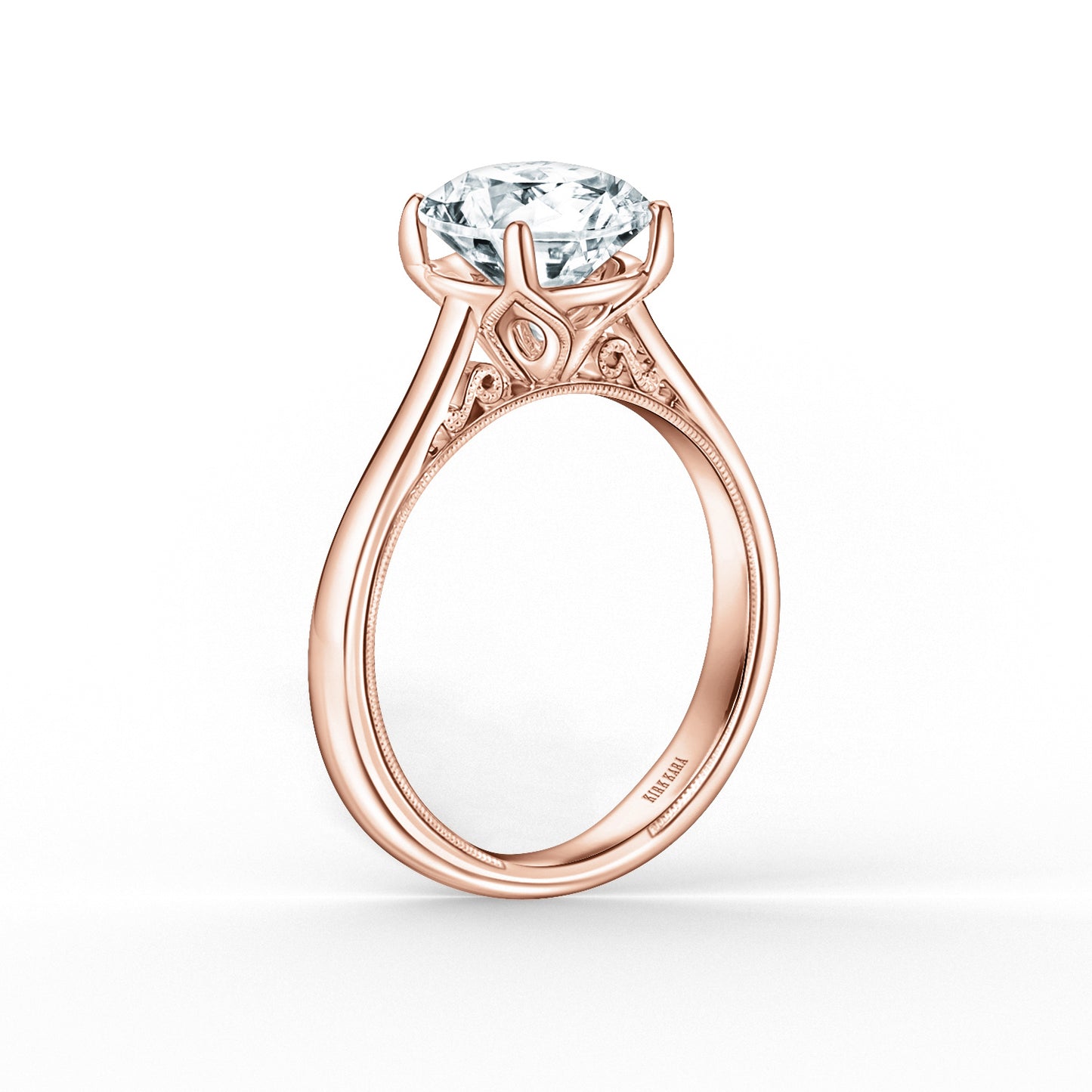 Wide Classic Filigree Milgrain Solitaire Engagement Ring