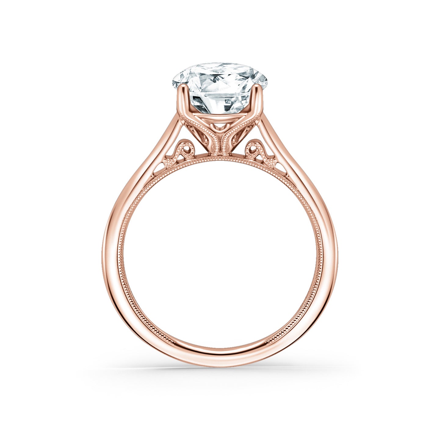 Wide Classic Filigree Milgrain Solitaire Engagement Ring
