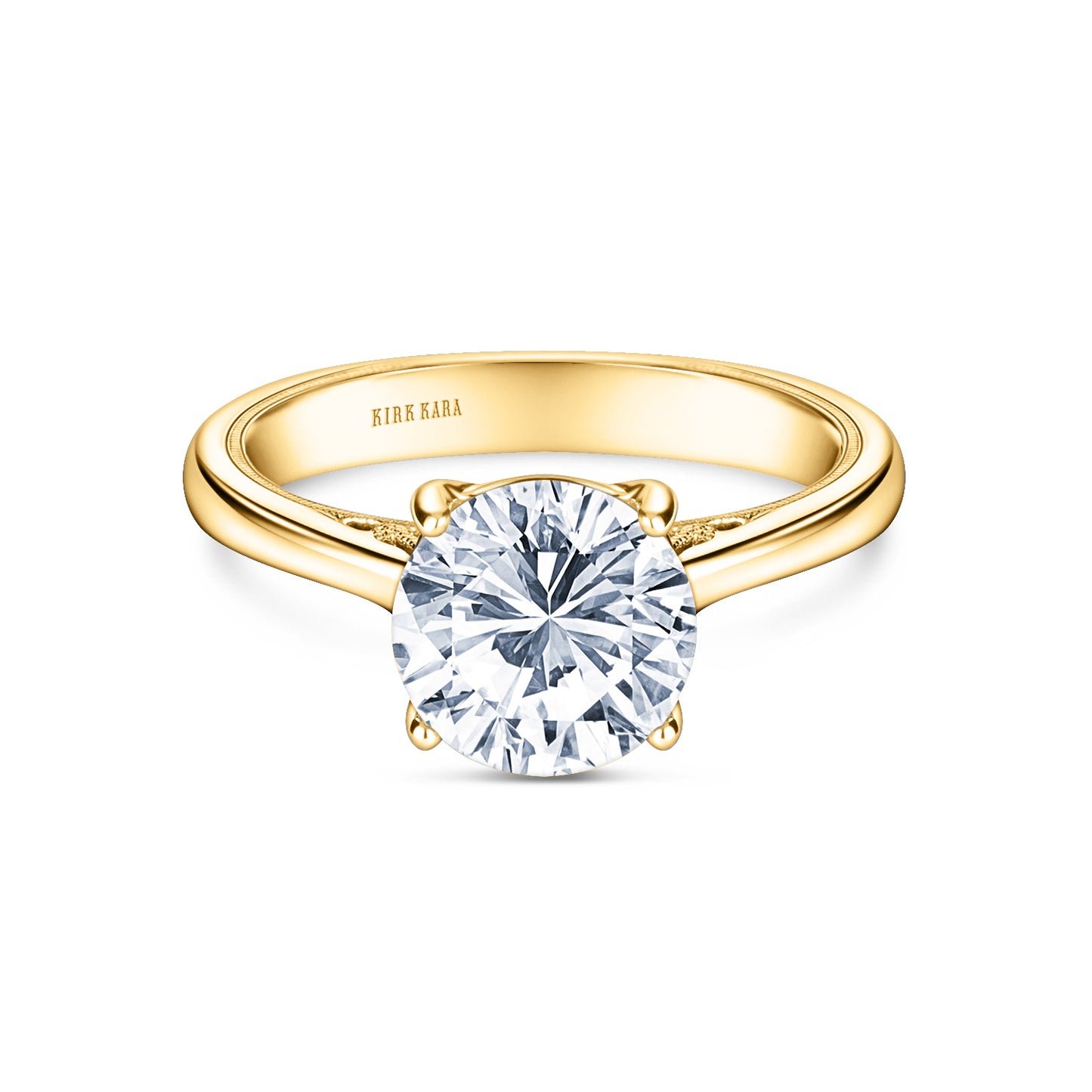 Wide Classic Filigree Milgrain Solitaire Engagement Ring