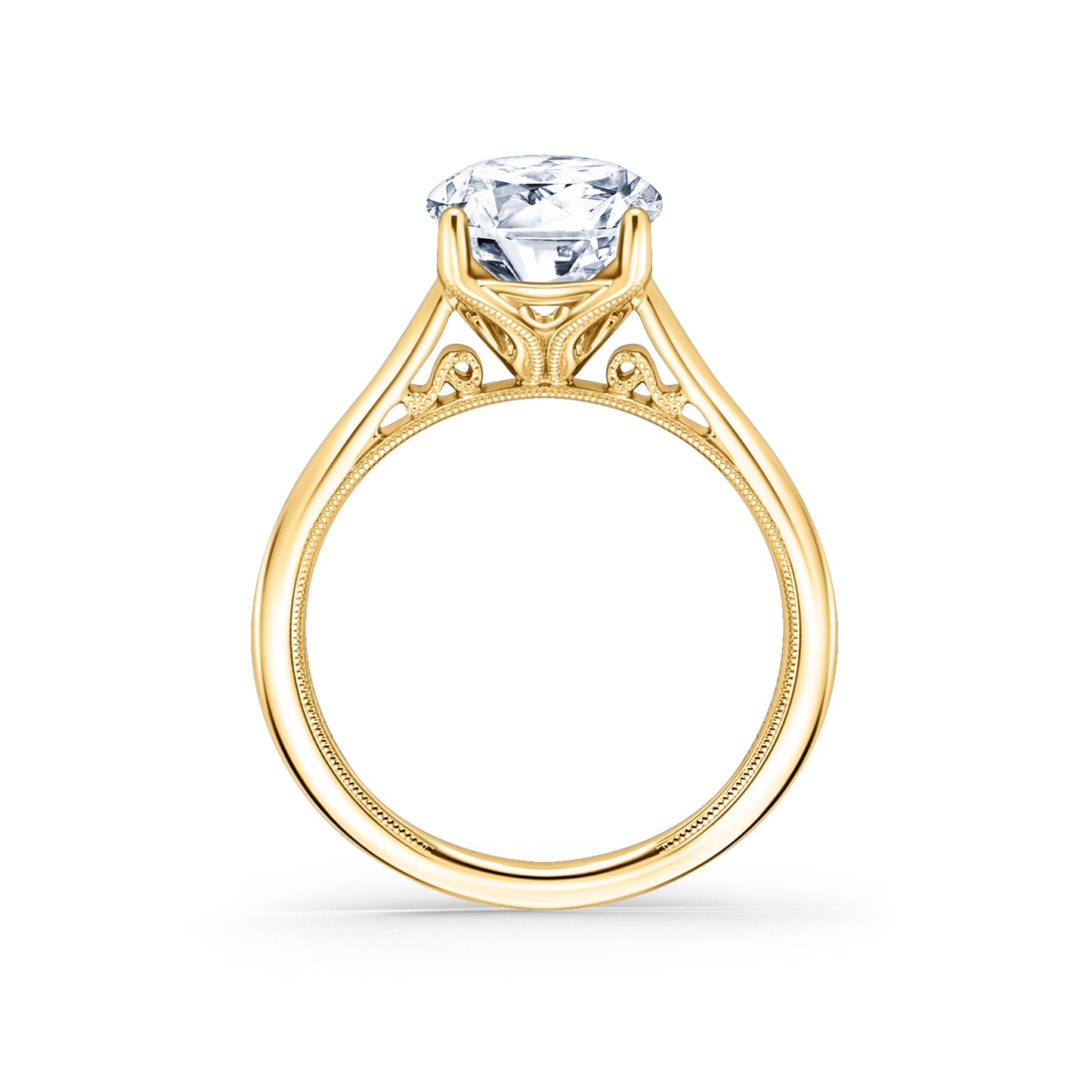 Wide Classic Filigree Milgrain Solitaire Engagement Ring