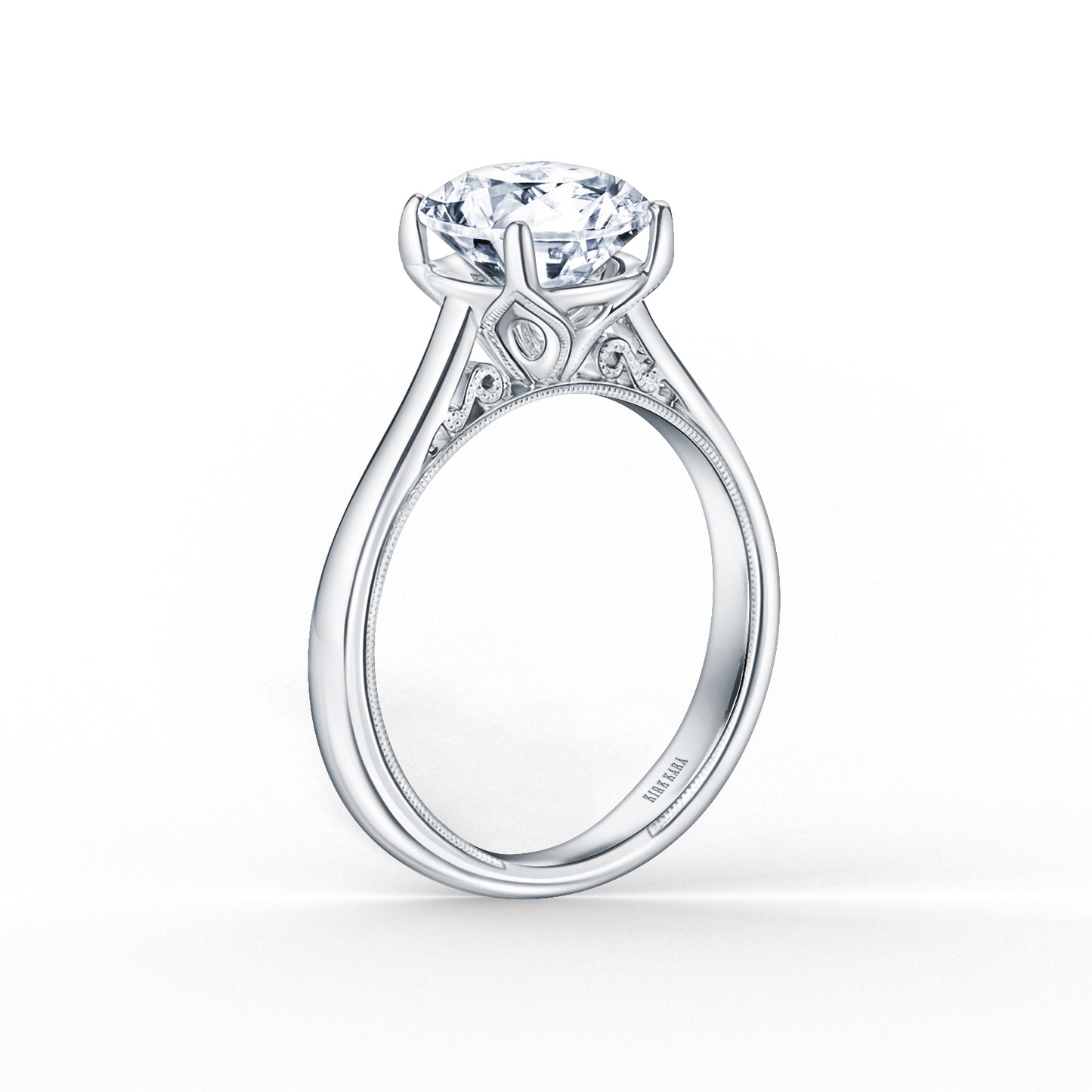 Wide Classic Filigree Milgrain Solitaire Engagement Ring