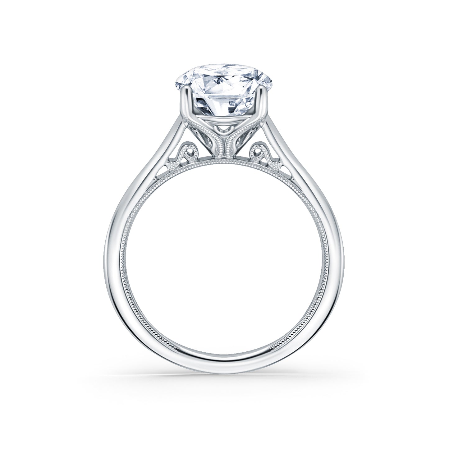 Wide Classic Filigree Milgrain Solitaire Engagement Ring