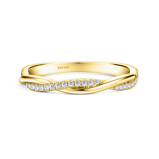 Yellow Thin Classic Diamond Twist Wedding Band