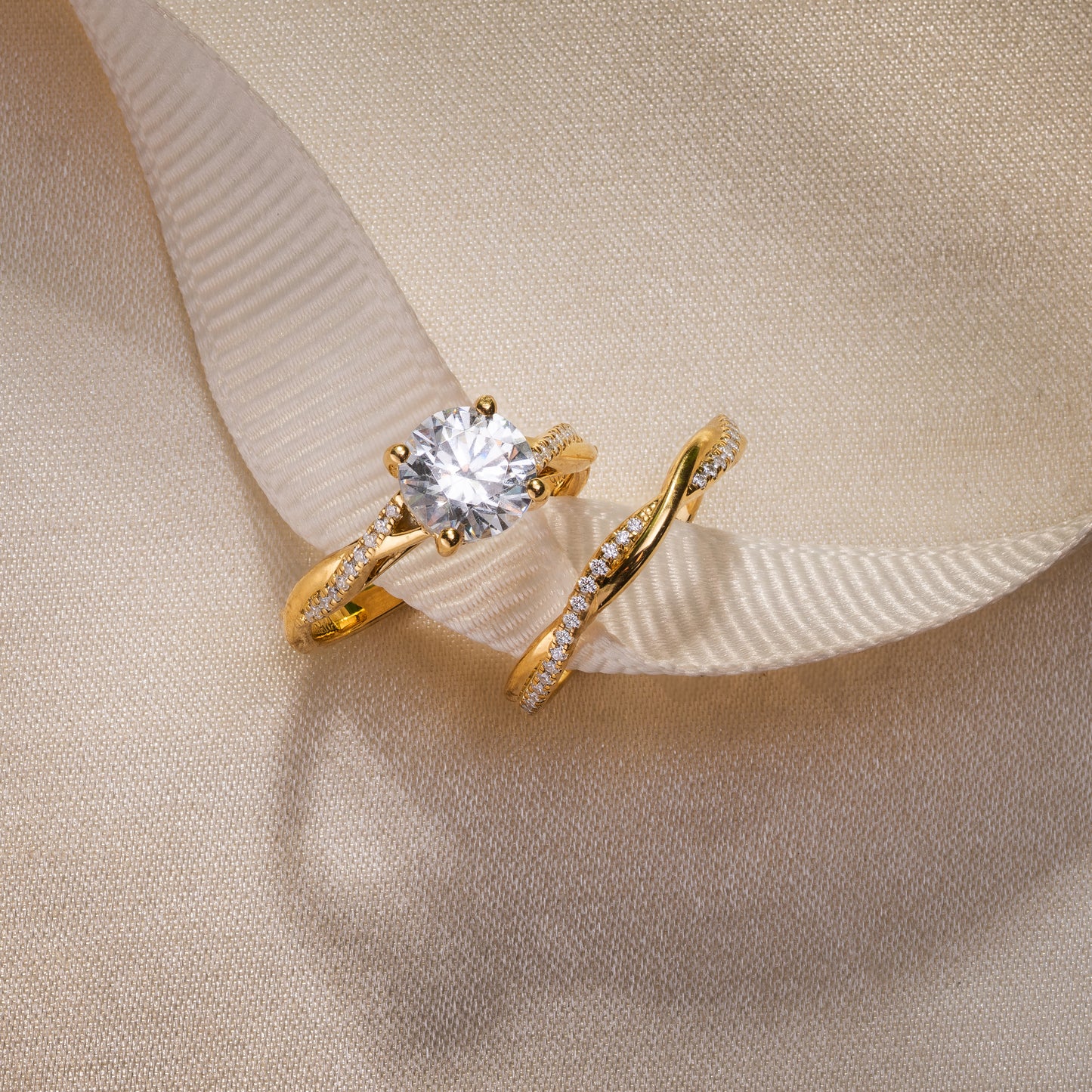 Thin Classic Diamond Twist Engagement Ring