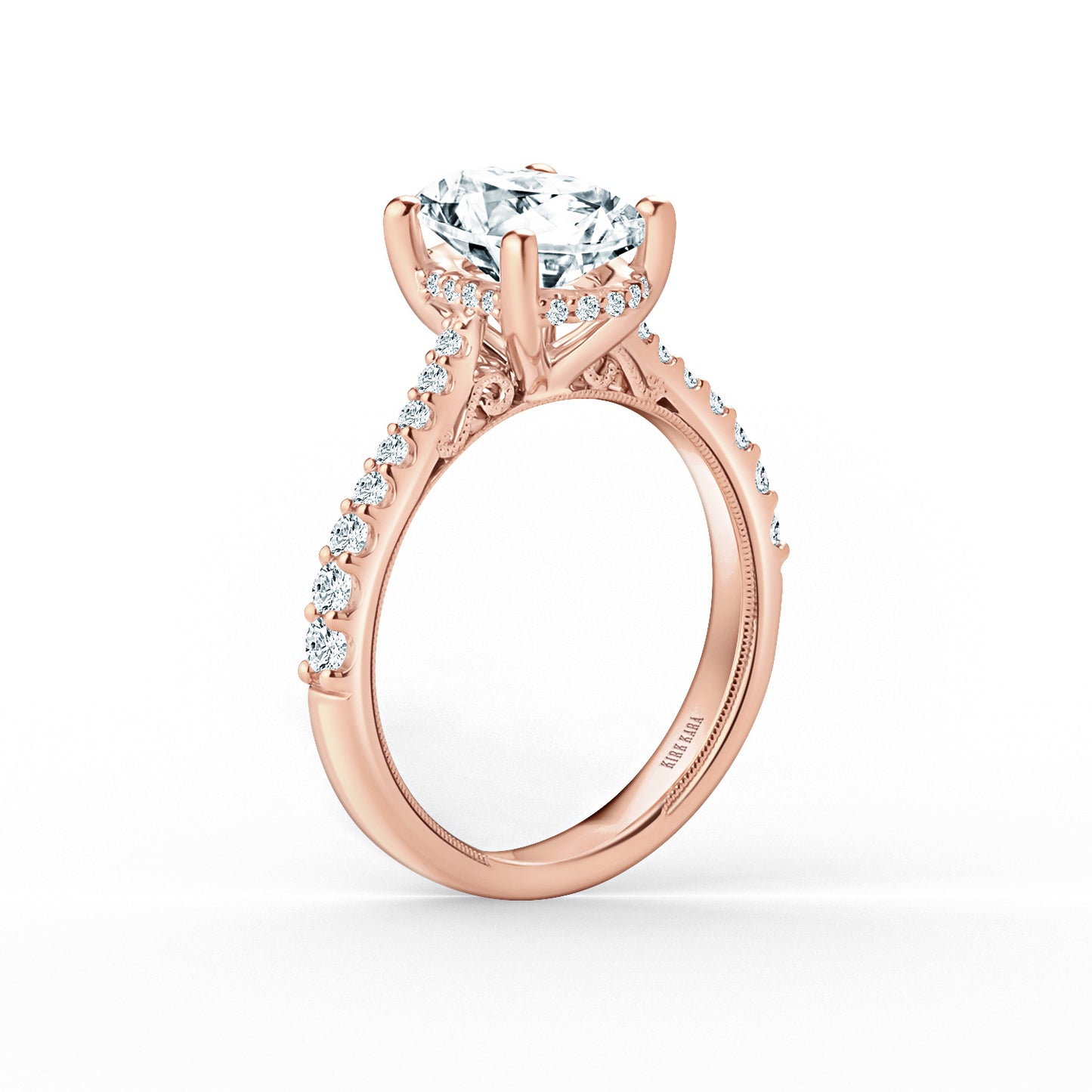 Wide Hidden Halo Classic Solitaire Engagement Ring