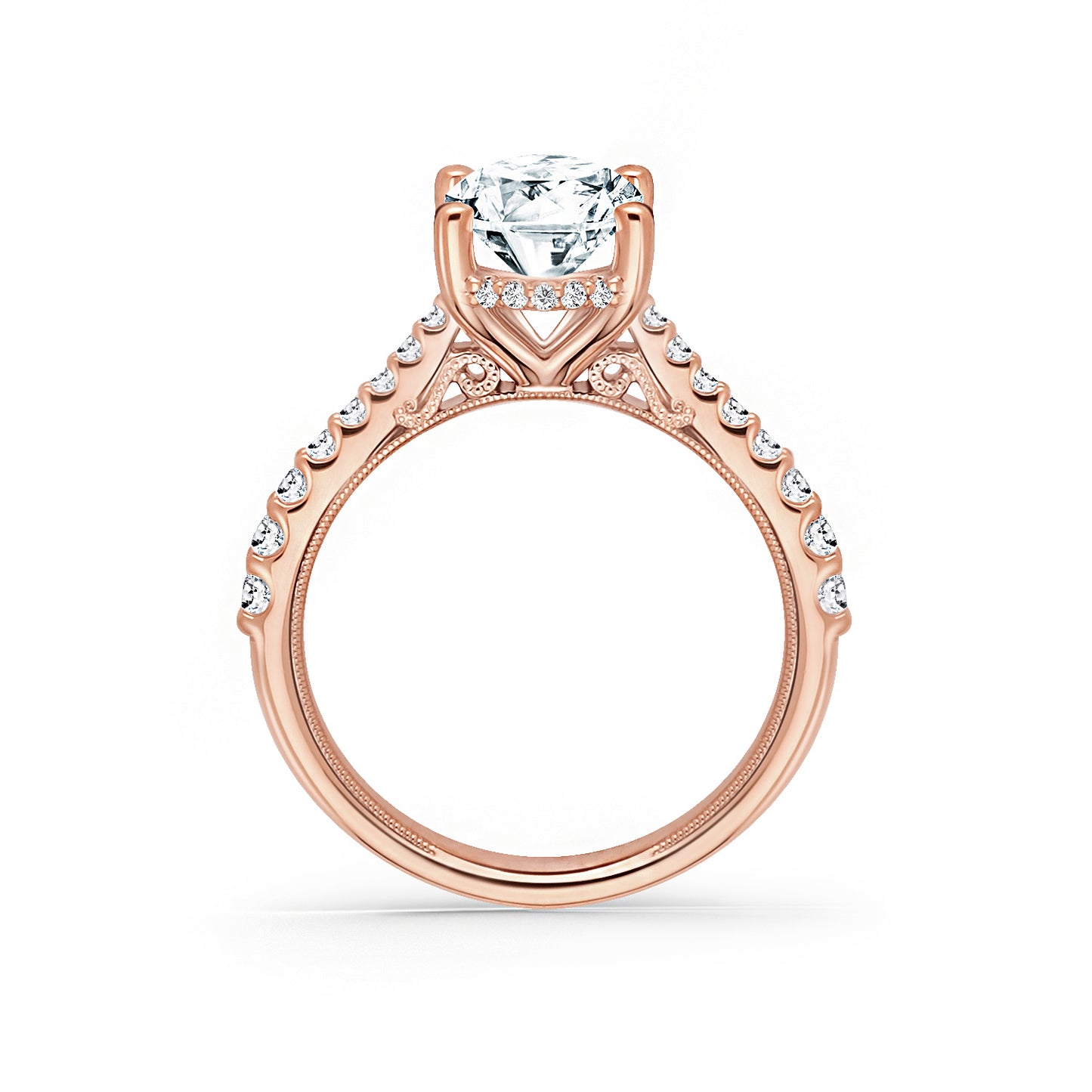 Wide Hidden Halo Classic Solitaire Engagement Ring
