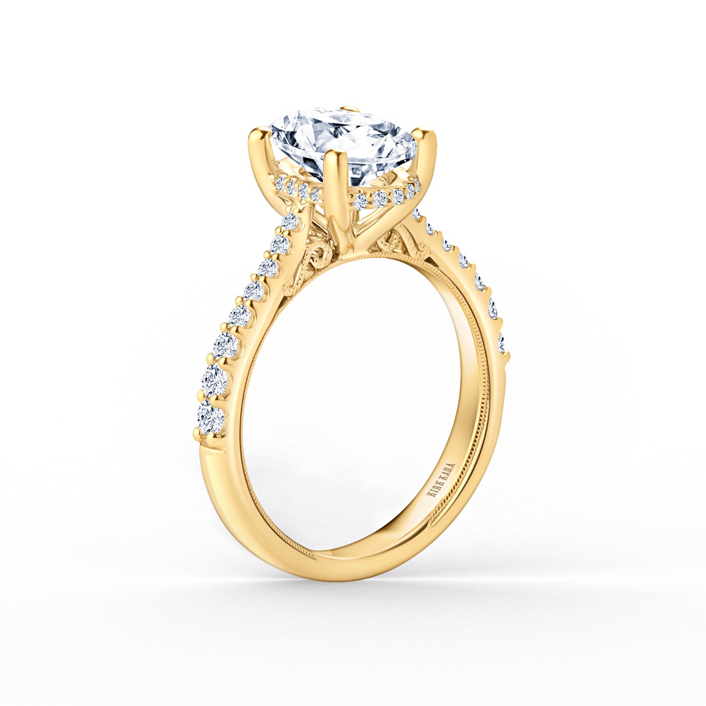 Wide Hidden Halo Classic Solitaire Engagement Ring