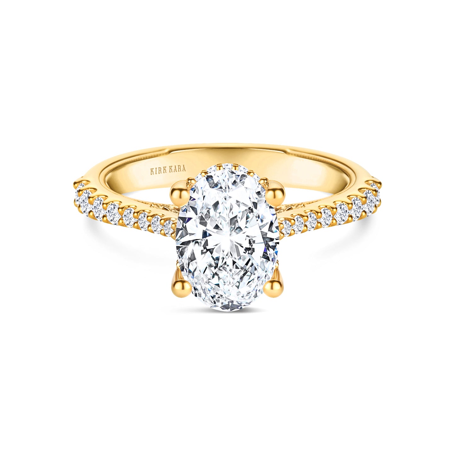 Wide Hidden Halo Classic Solitaire Engagement Ring