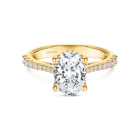 Wide Hidden Halo Classic Solitaire Engagement Ring