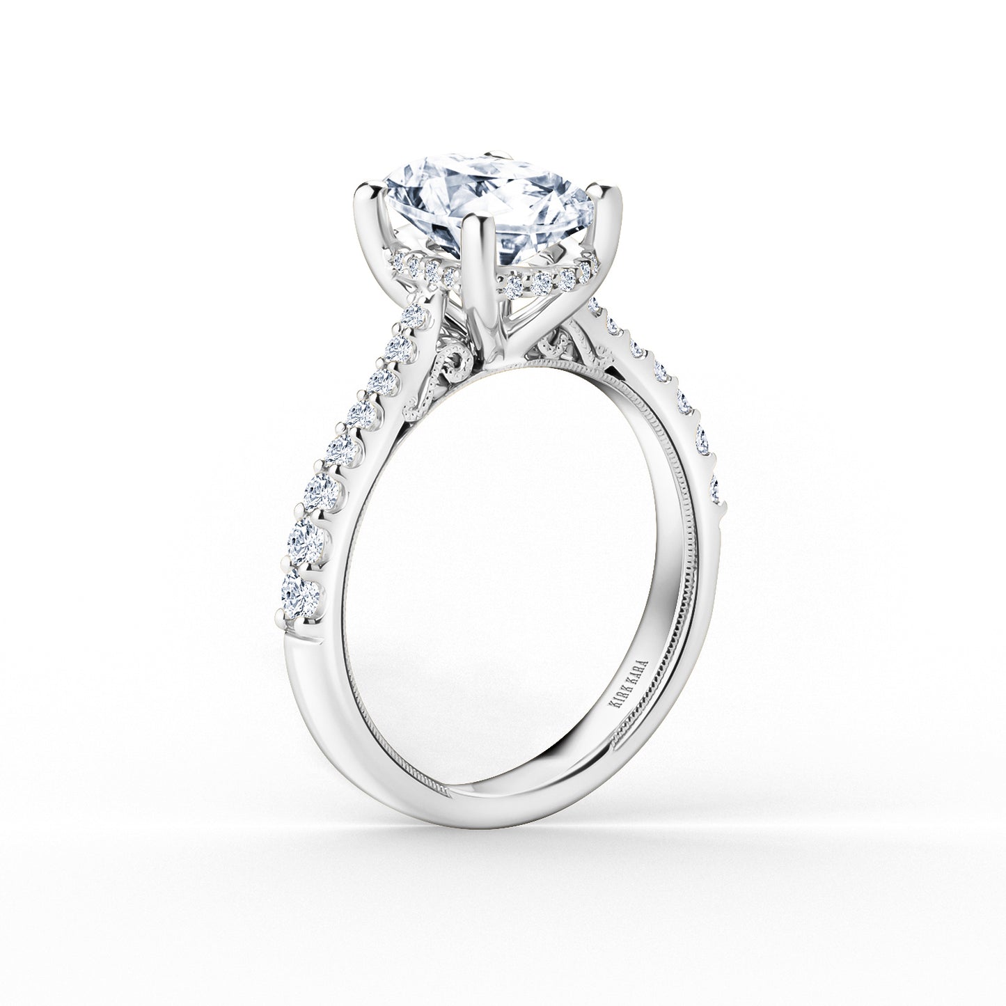 Wide Hidden Halo Classic Solitaire Engagement Ring