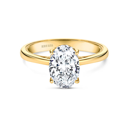Wide Hidden Halo Classic Solitaire Engagement Ring