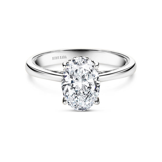 Wide Hidden Halo Classic Solitaire Engagement Ring
