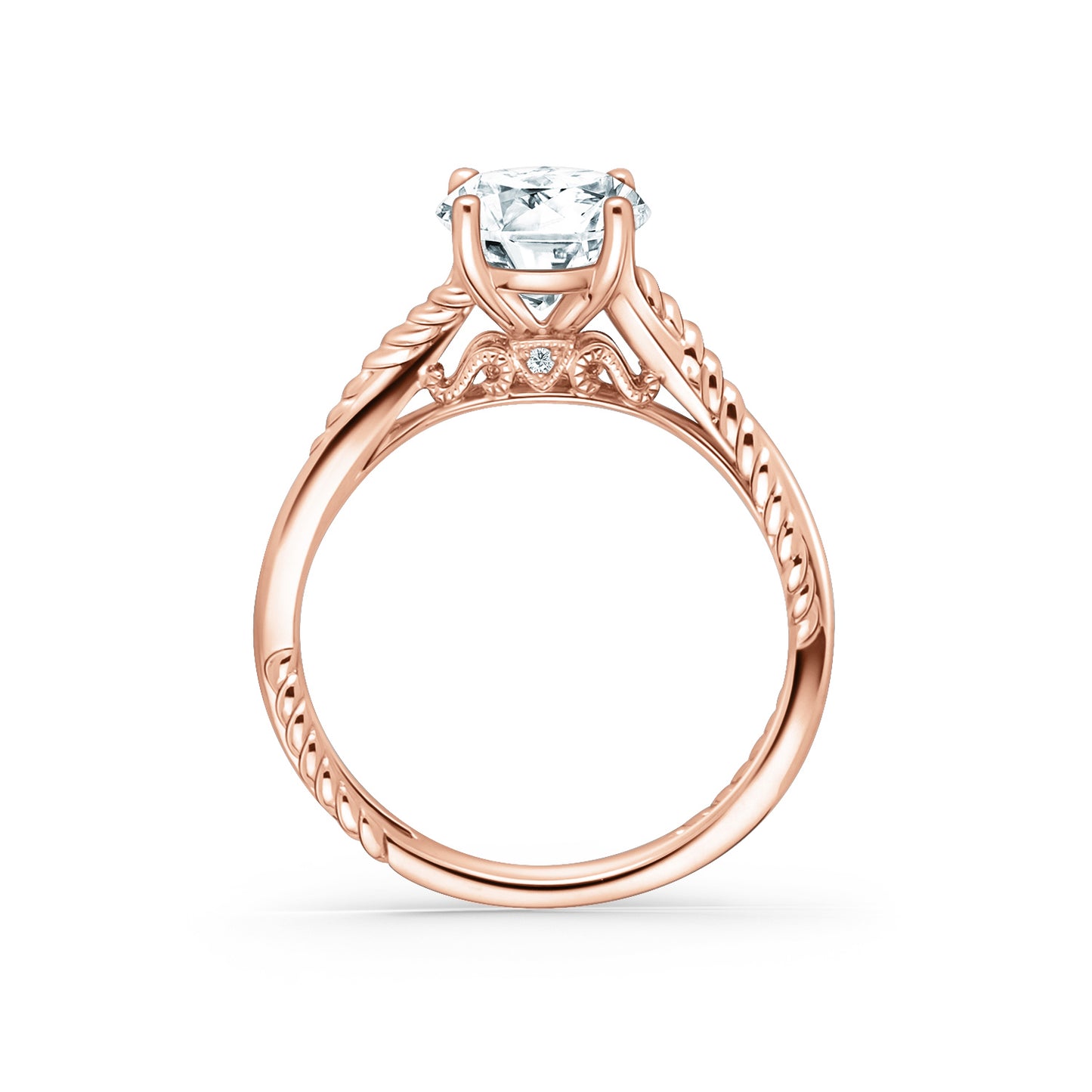 Rope Twist Channel Diamond Engagement Ring