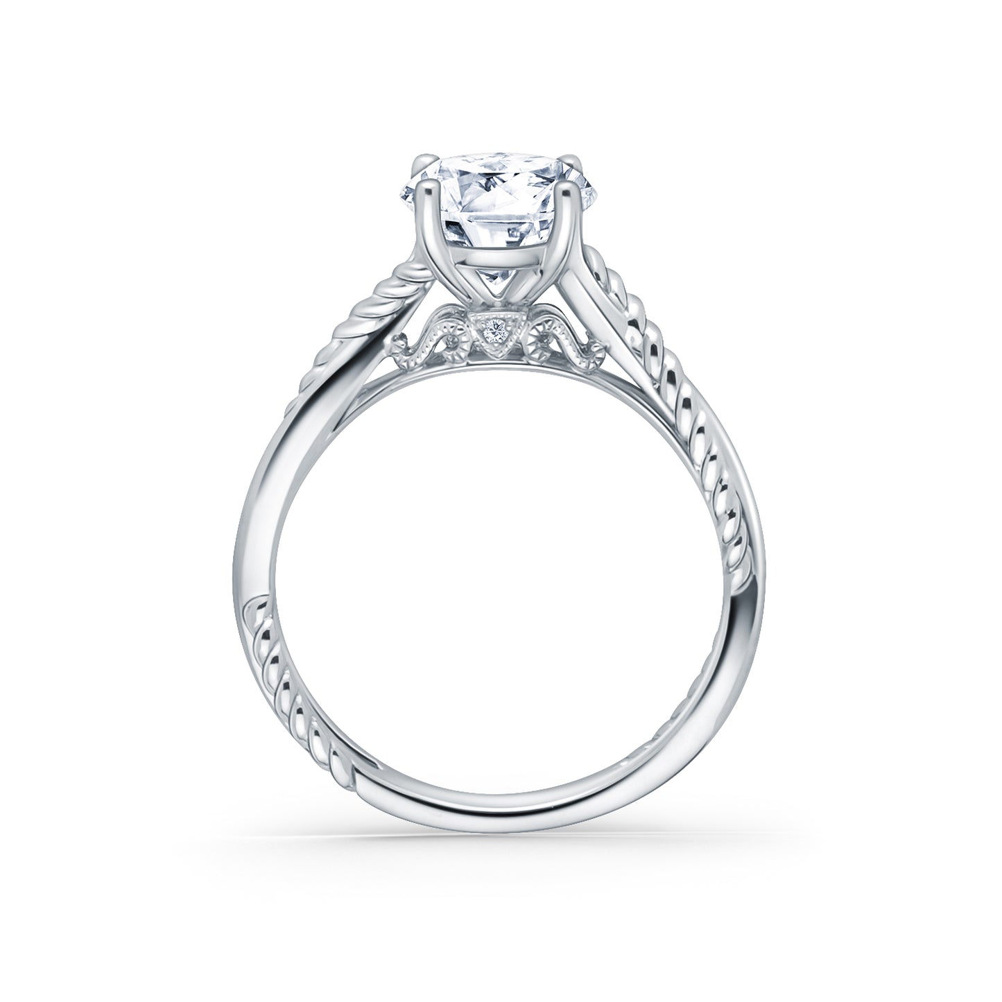 Rope Twist Channel Diamond Engagement Ring