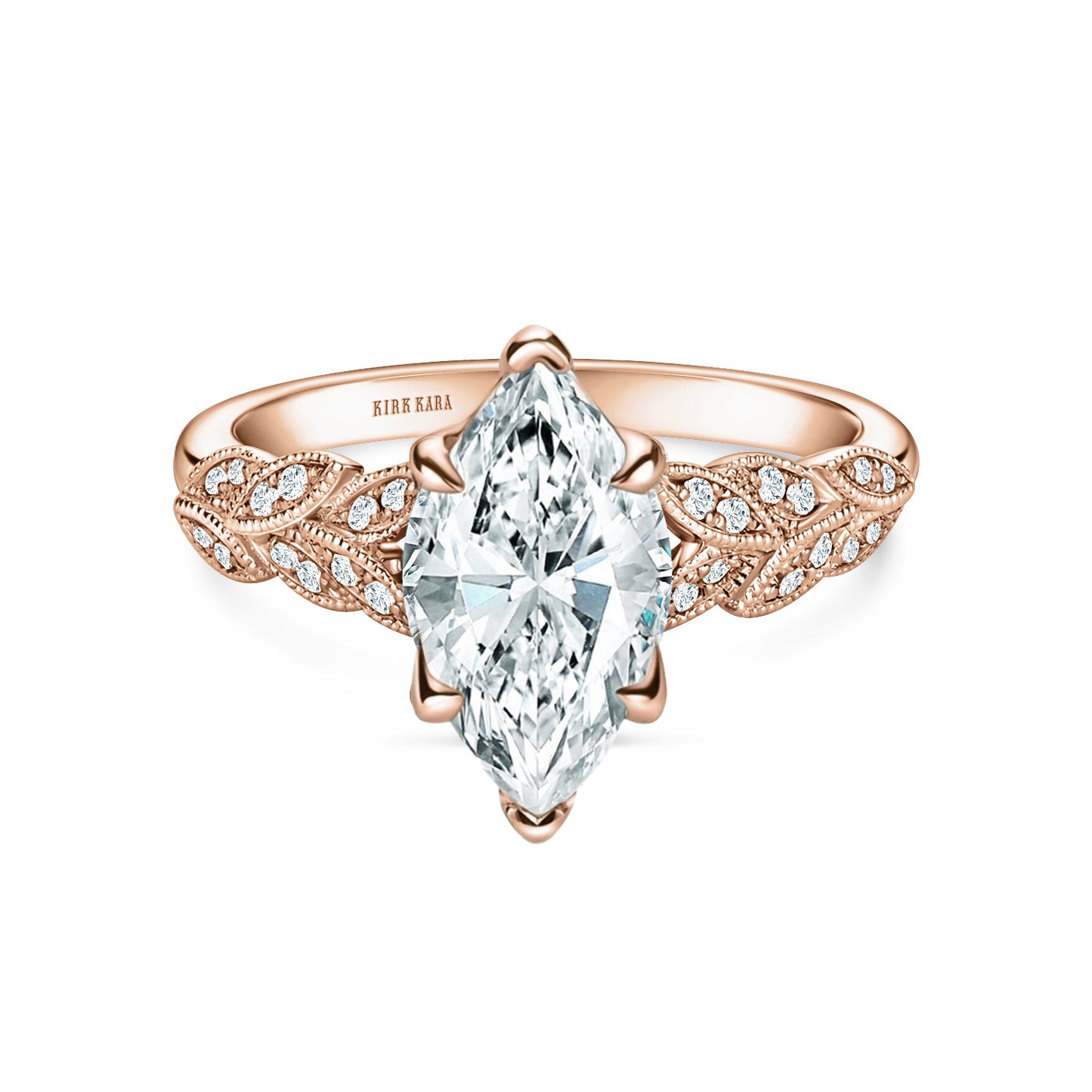 Floral Leaf Pavé Diamond Engagement Ring