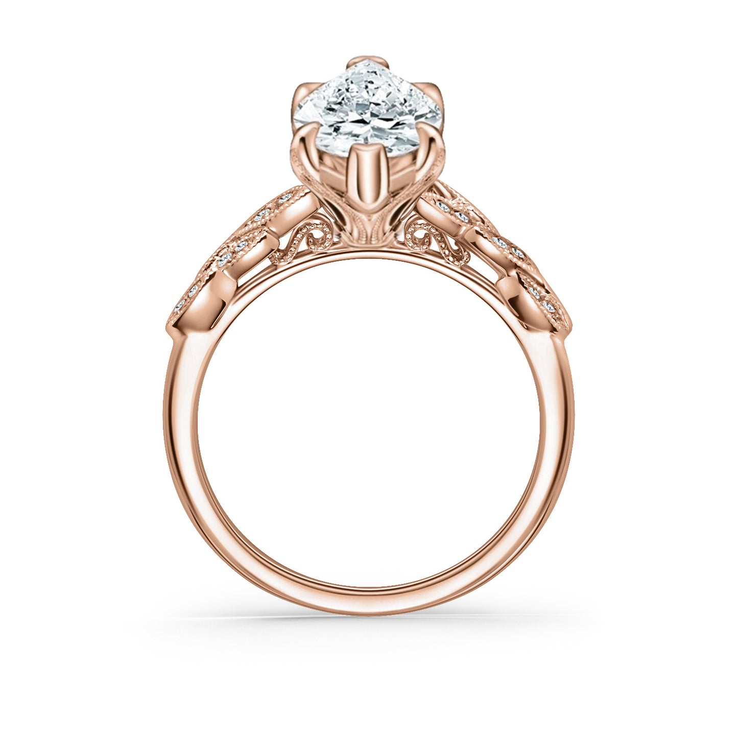 Floral Leaf Pavé Diamond Engagement Ring