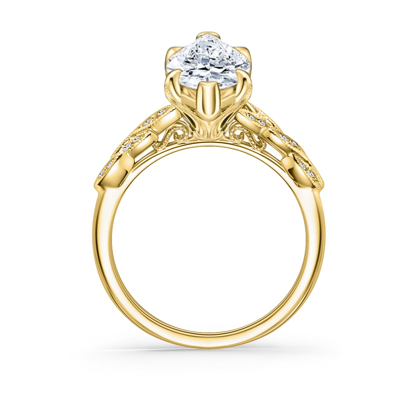 Floral Leaf Pavé Diamond Engagement Ring