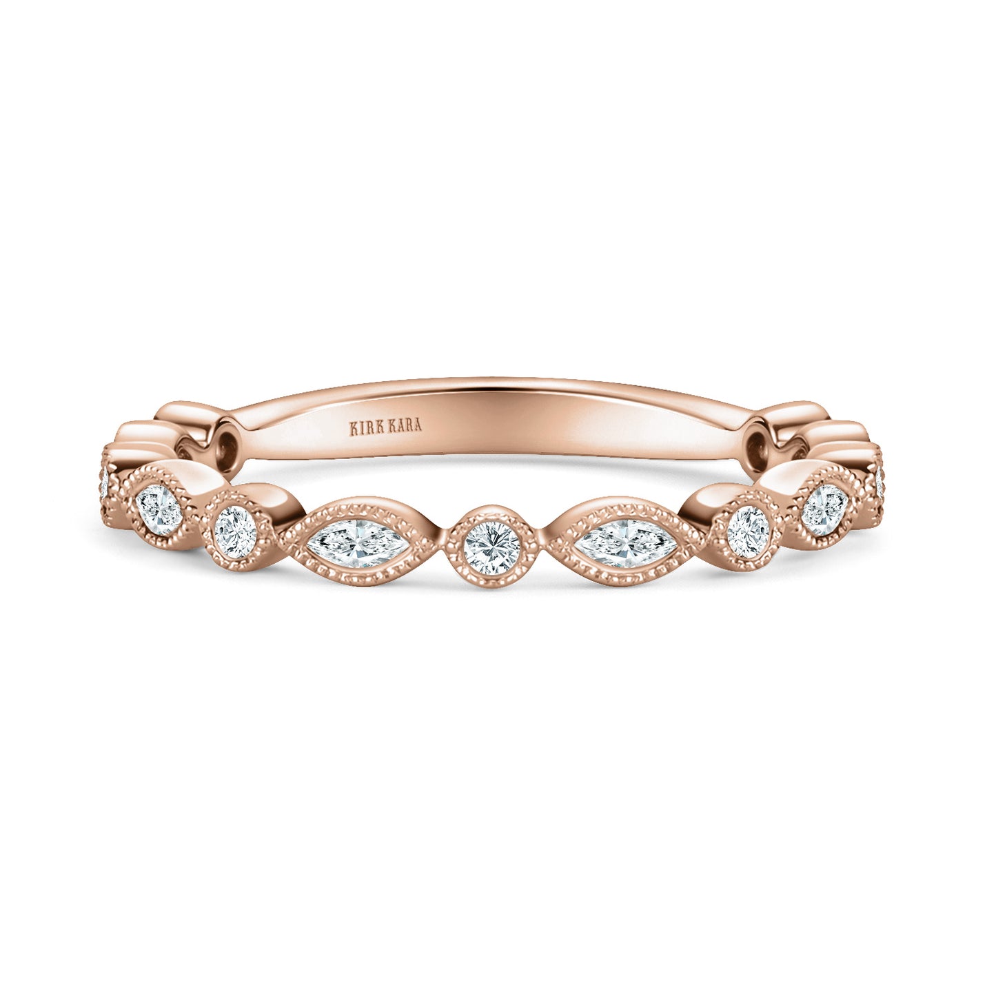 Marquise Round Boho Swirl Diamond Wedding Band