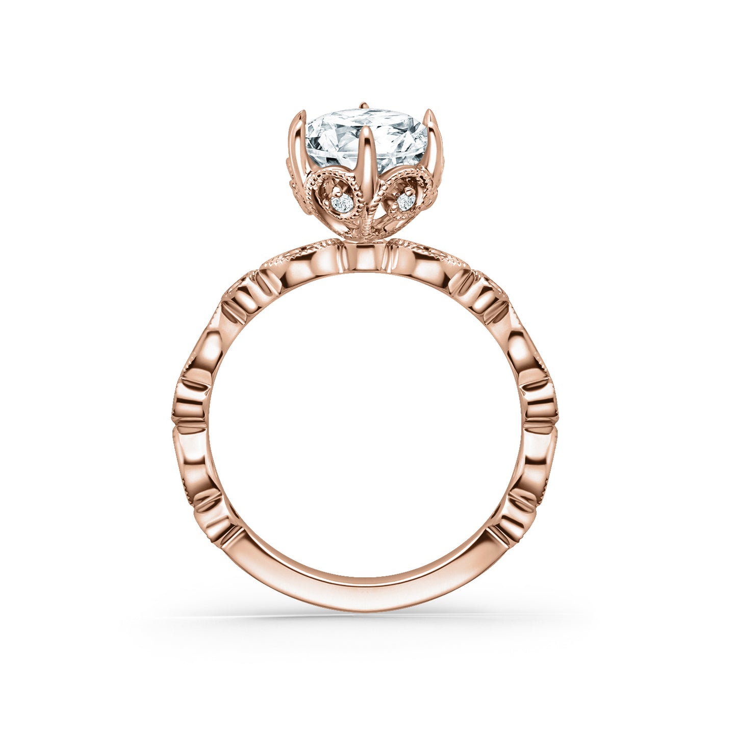 Marquise Round Boho Swirl Diamond Engagement Ring