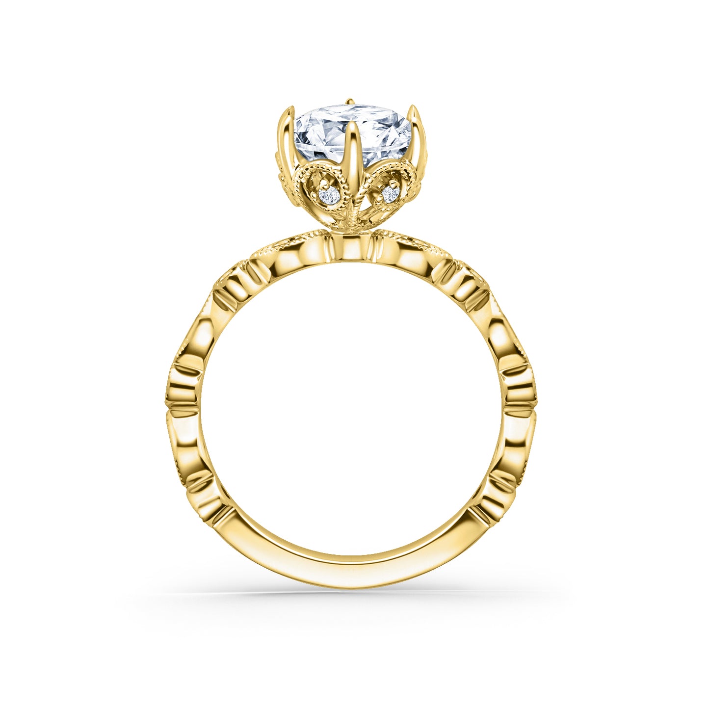 Marquise Round Boho Swirl Diamond Engagement Ring