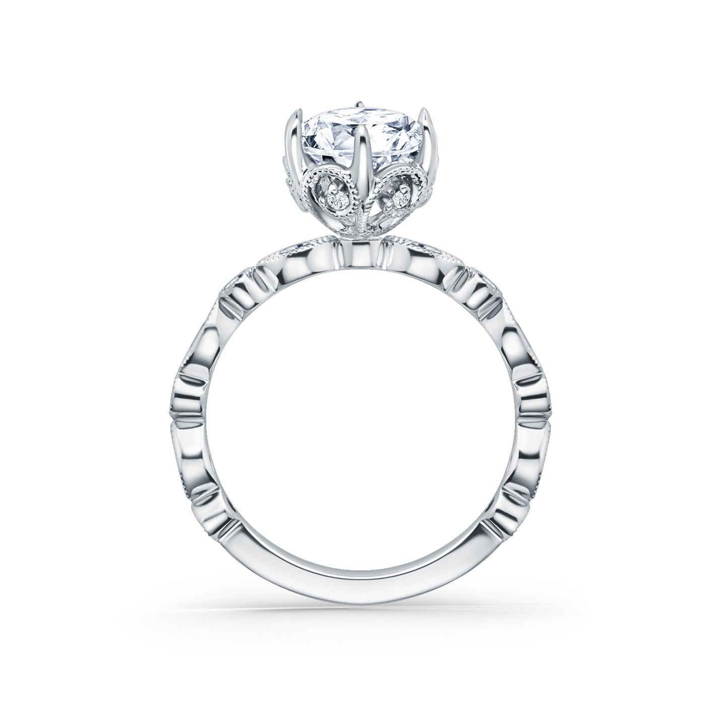Marquise Round Boho Swirl Diamond Engagement Ring