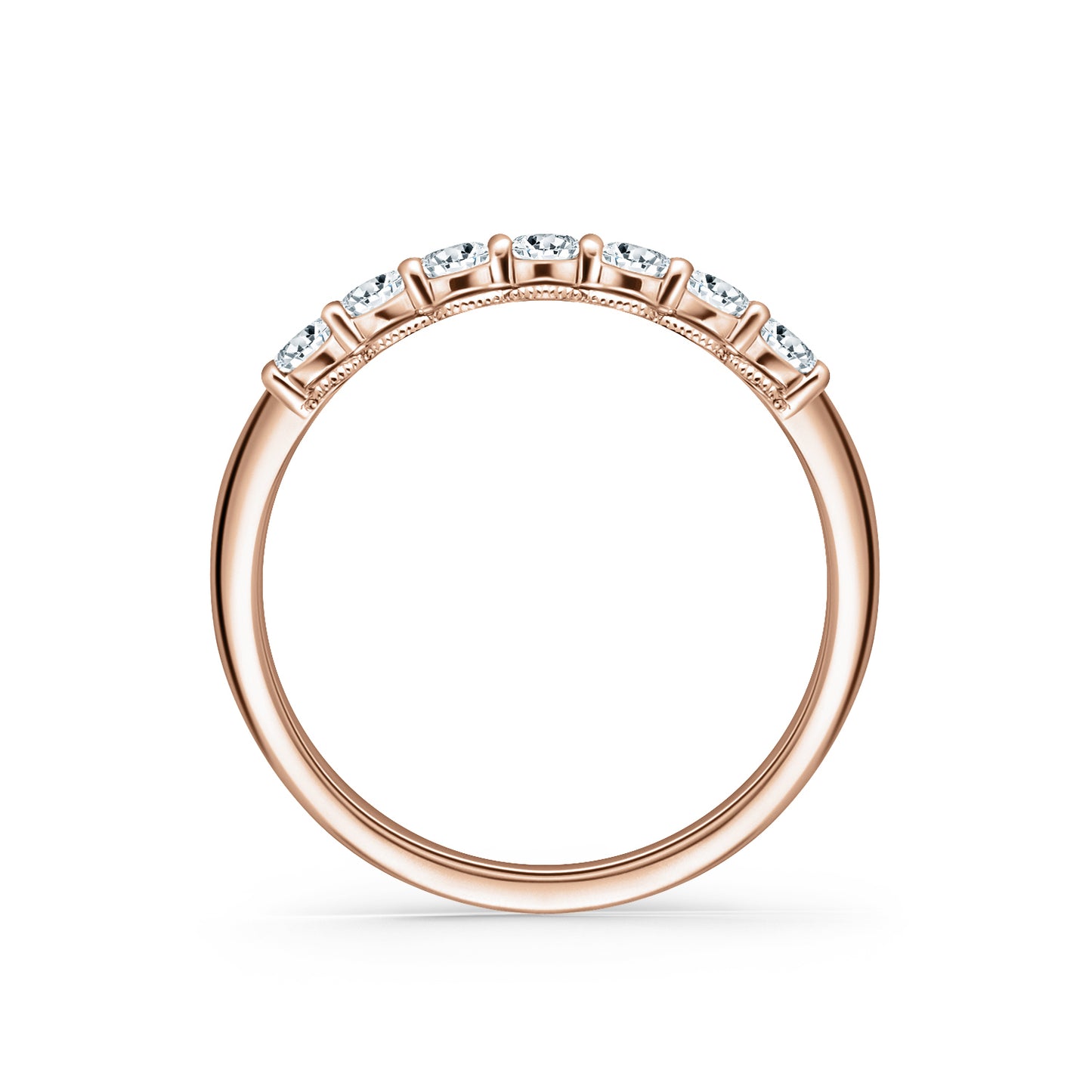 Prong Set Milgrain Round Diamond Wedding Band