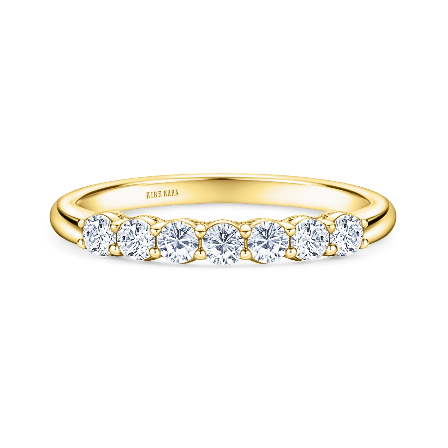 Prong Set Milgrain Round Diamond Wedding Band