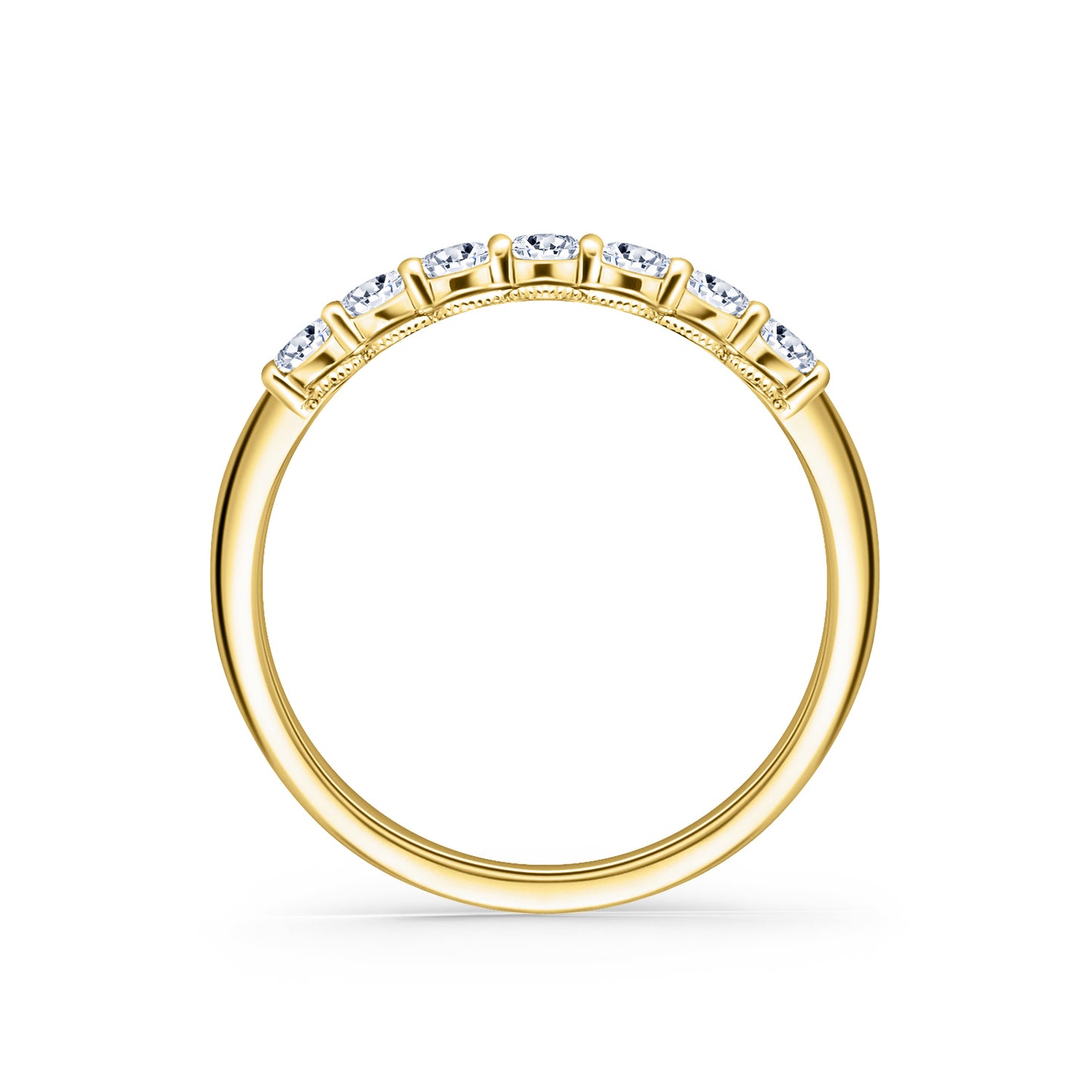 Prong Set Milgrain Round Diamond Wedding Band