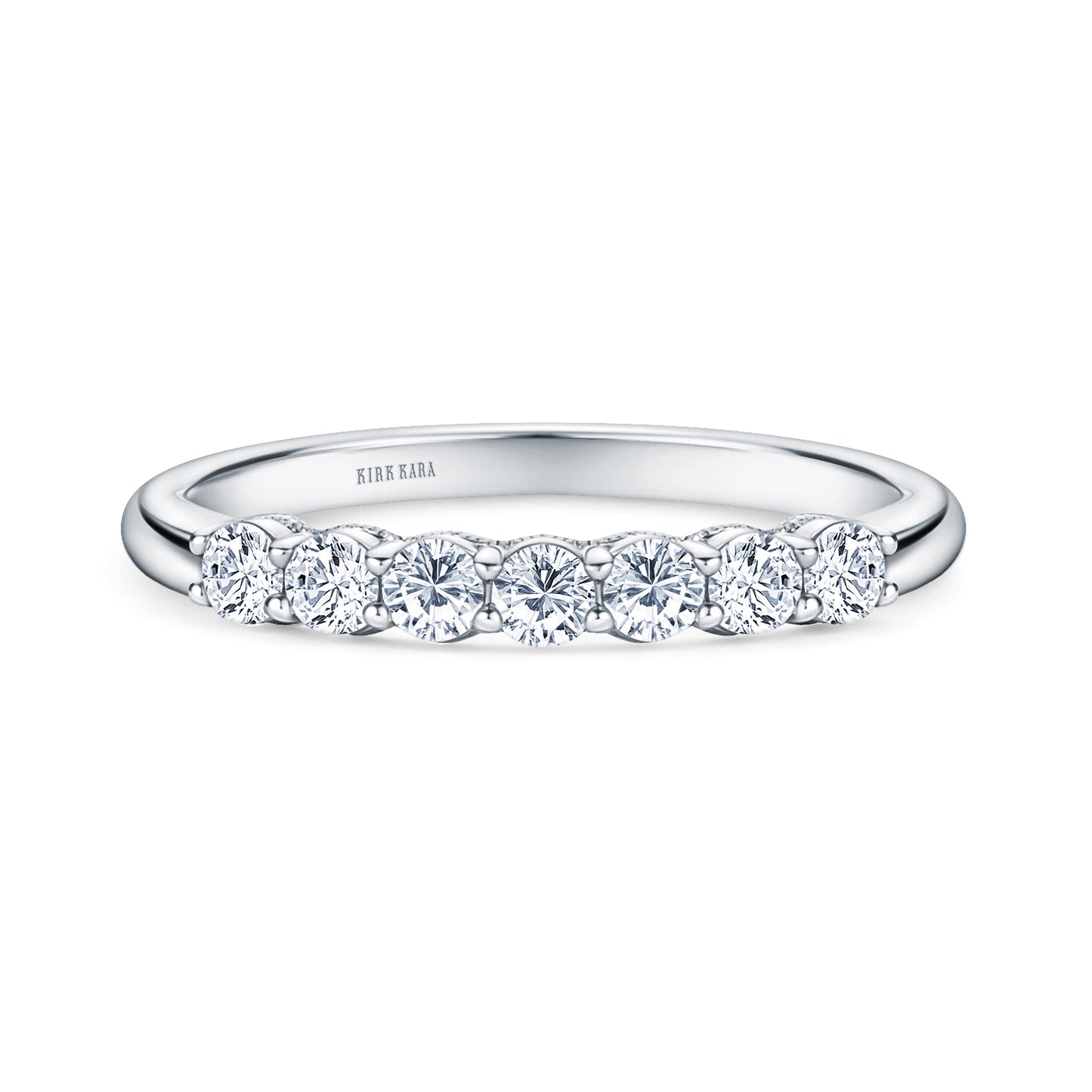 Prong Set Milgrain Round Diamond Wedding Band