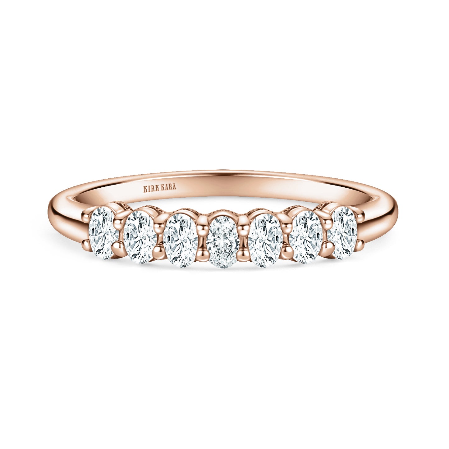Prong Set Milgrain Oval Diamond Wedding Band