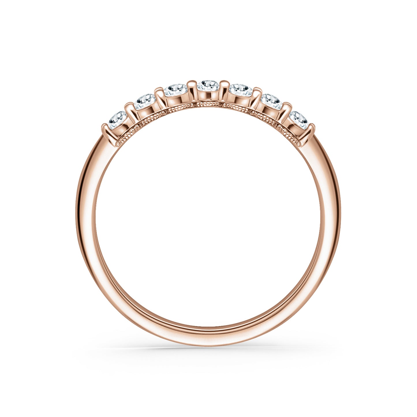 Prong Set Milgrain Oval Diamond Wedding Band