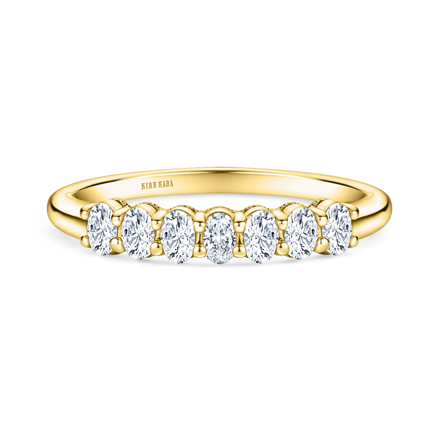 Prong Set Milgrain Oval Diamond Wedding Band