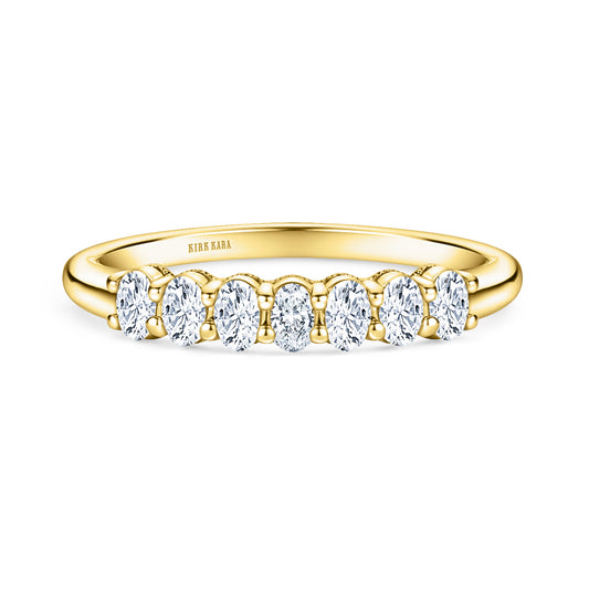 Prong Set Milgrain Oval Diamond Wedding Band