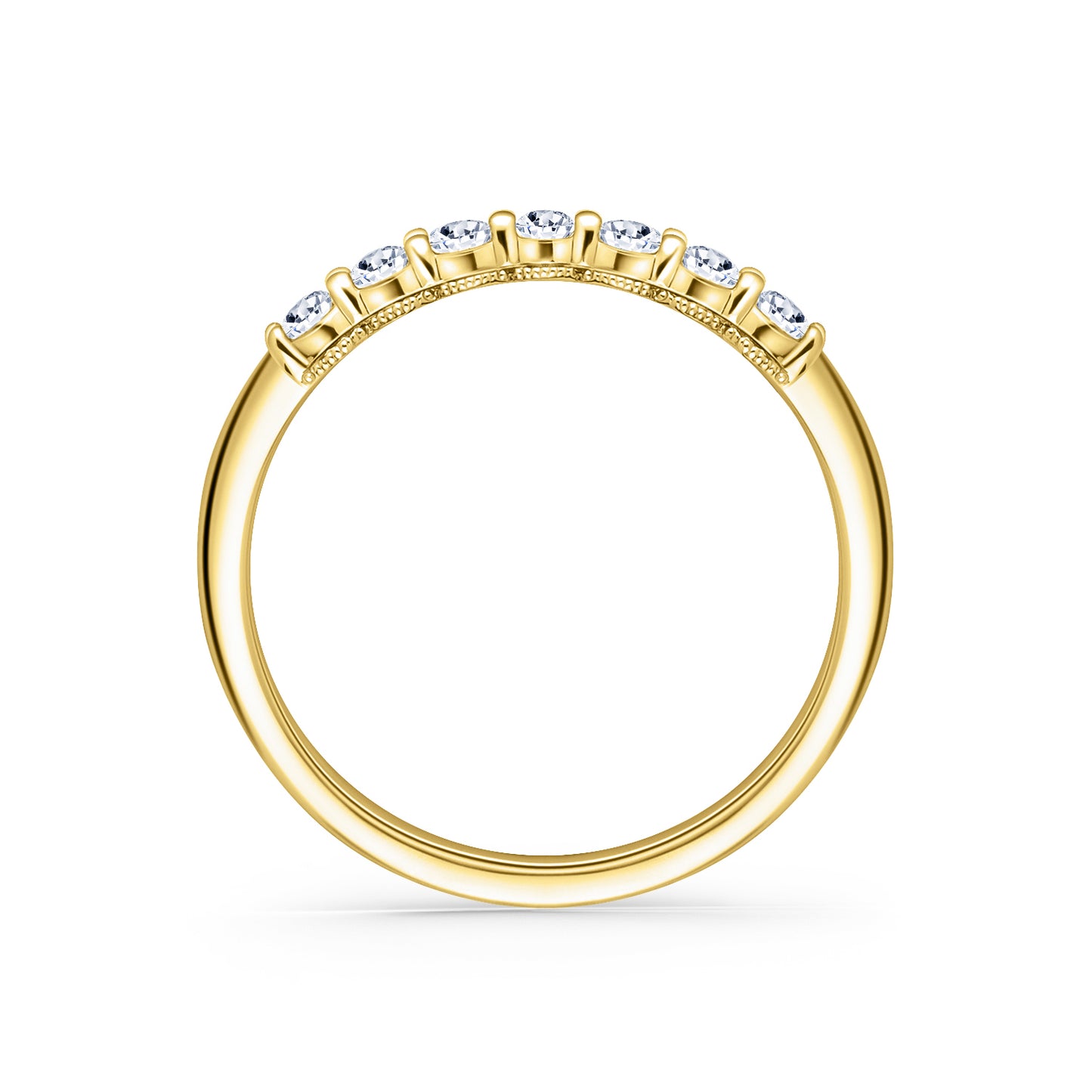 Prong Set Milgrain Oval Diamond Wedding Band
