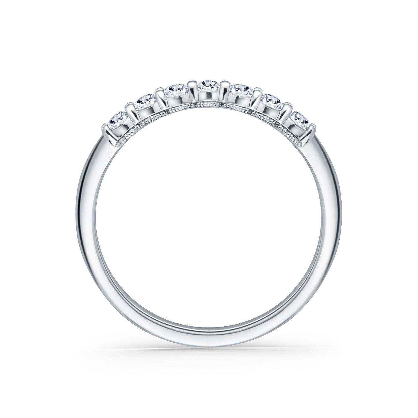 Prong Set Milgrain Oval Diamond Wedding Band
