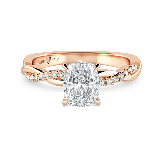 Preset Twist Cushion Lab Diamond Engagement Ring - Center Diamond Included