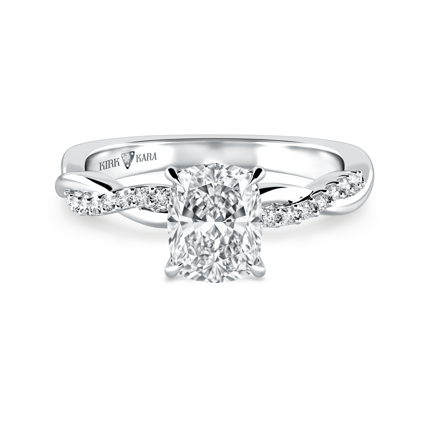 Preset Twist Cushion Lab Diamond Engagement Ring - Center Diamond Included