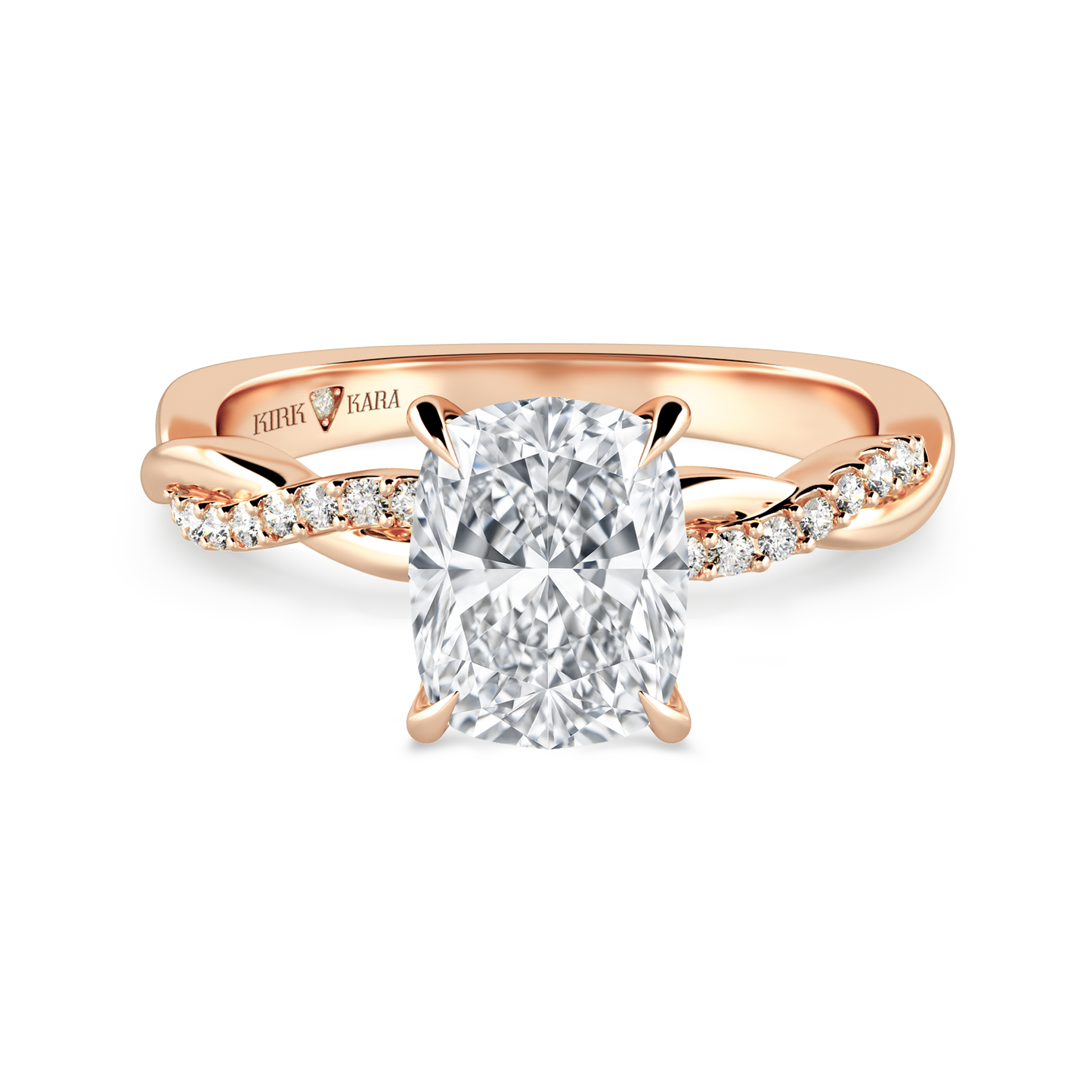 Preset Twist Cushion Lab Diamond Engagement Ring - Center Diamond Included