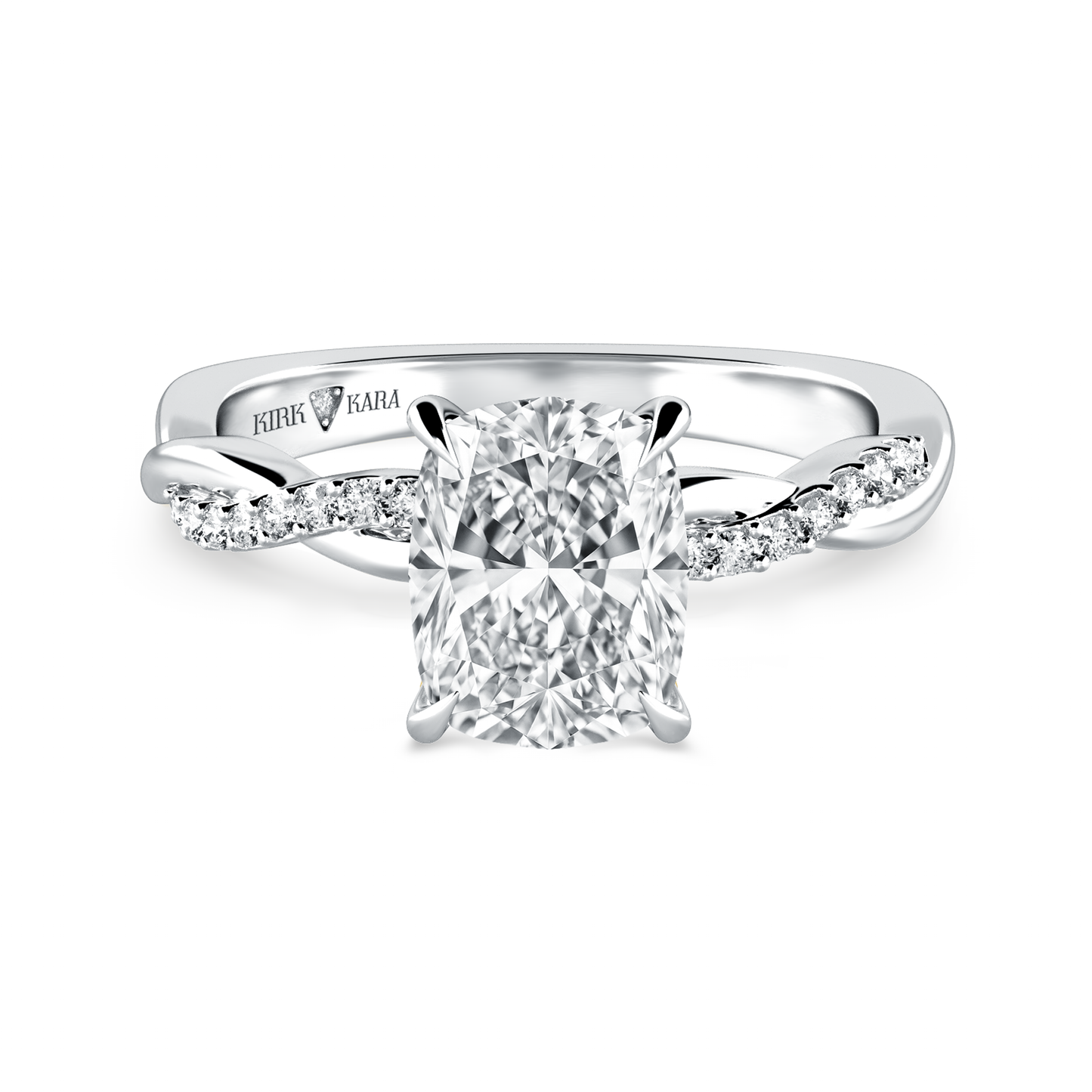 Preset Twist Cushion Lab Diamond Engagement Ring - Center Diamond Included