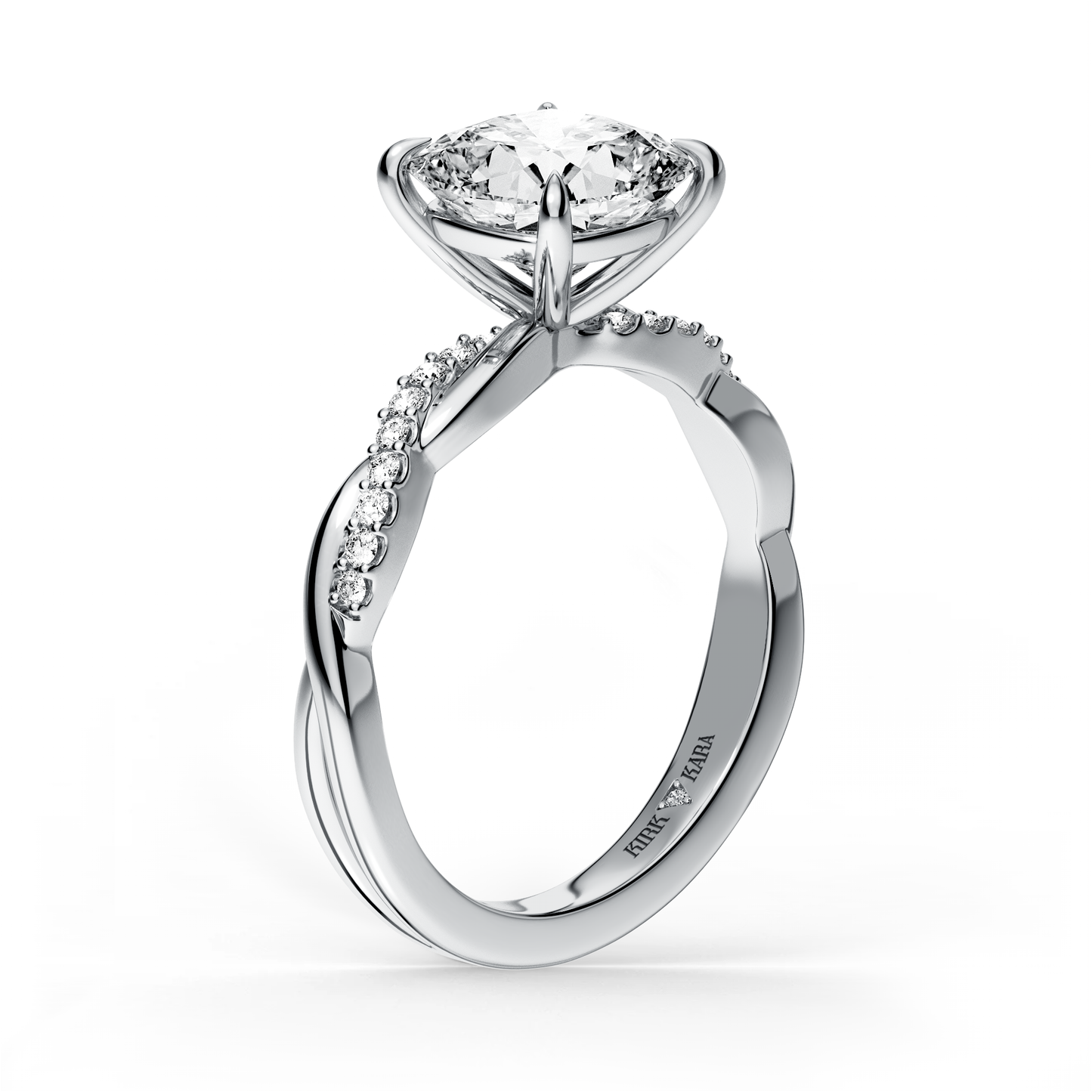 Preset Twist Cushion Lab Diamond Engagement Ring - Center Diamond Included