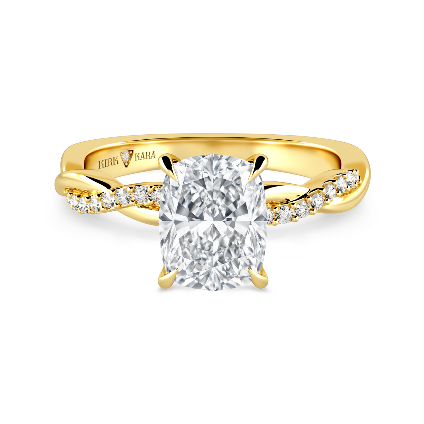 Preset Twist Cushion Lab Diamond Engagement Ring - Center Diamond Included