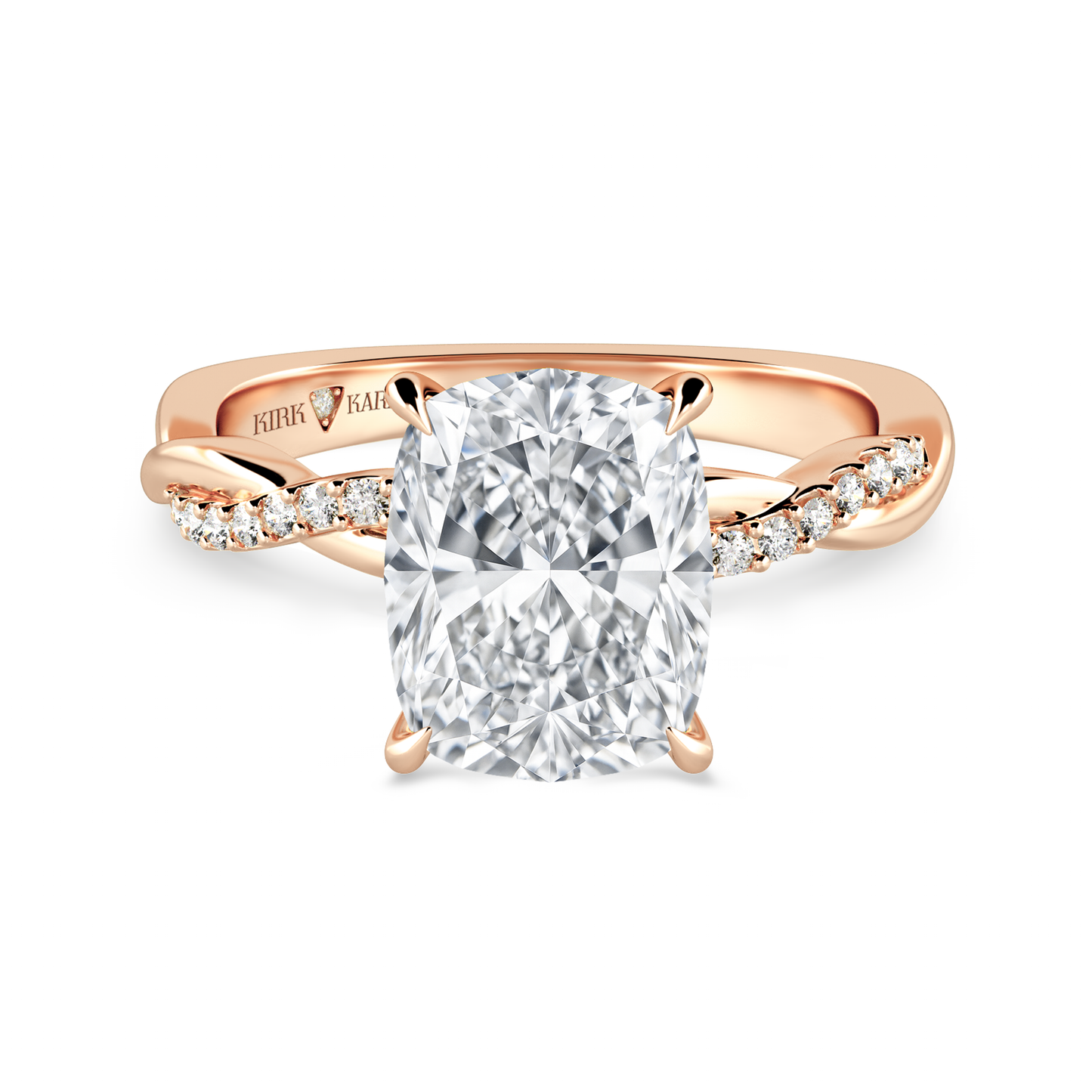 Preset Twist Cushion Lab Diamond Engagement Ring - Center Diamond Included