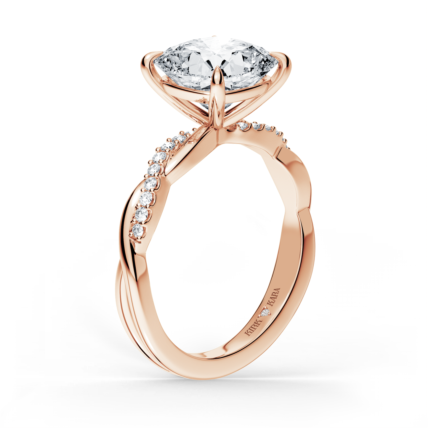 Preset Twist Cushion Lab Diamond Engagement Ring - Center Diamond Included