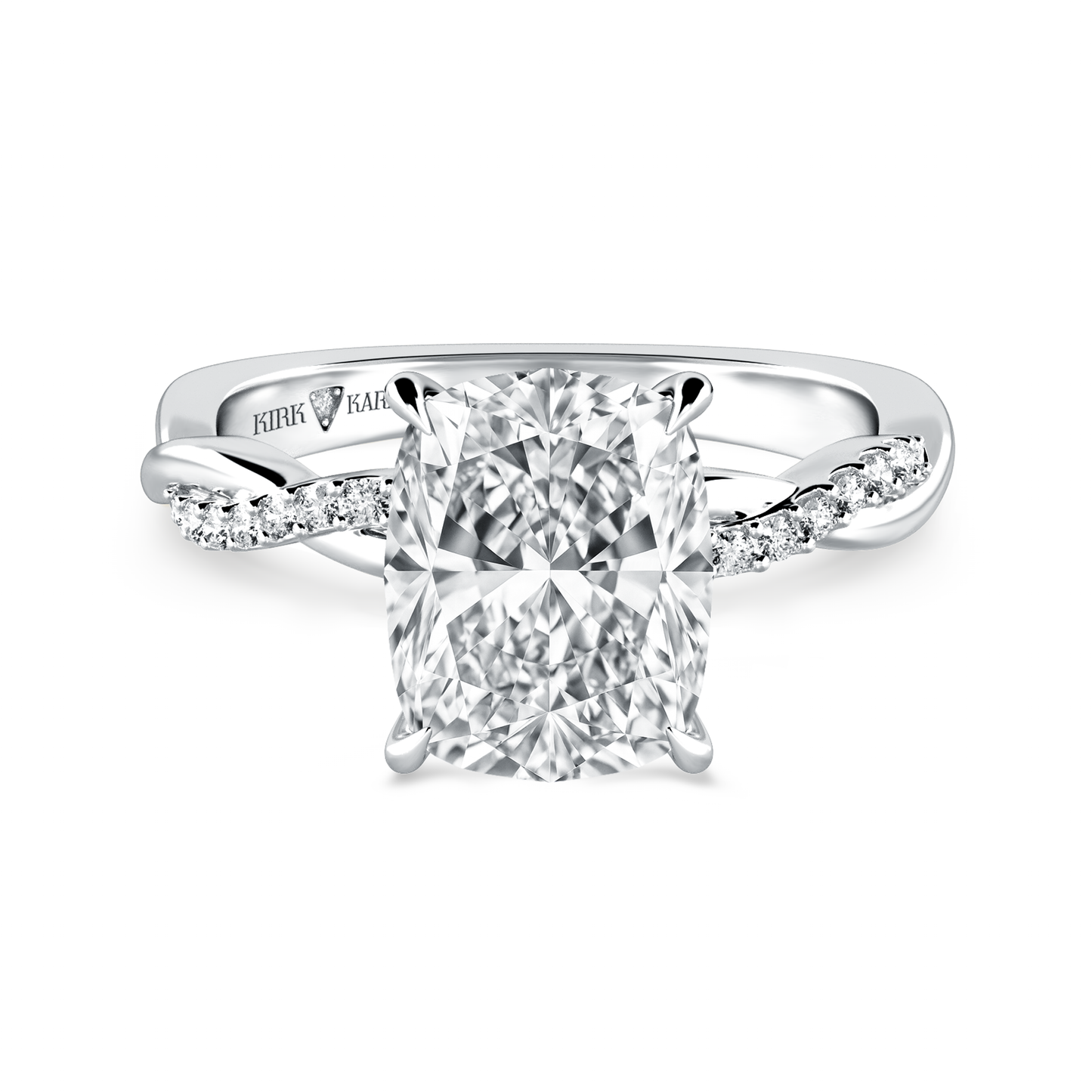 Preset Twist Cushion Lab Diamond Engagement Ring - Center Diamond Included