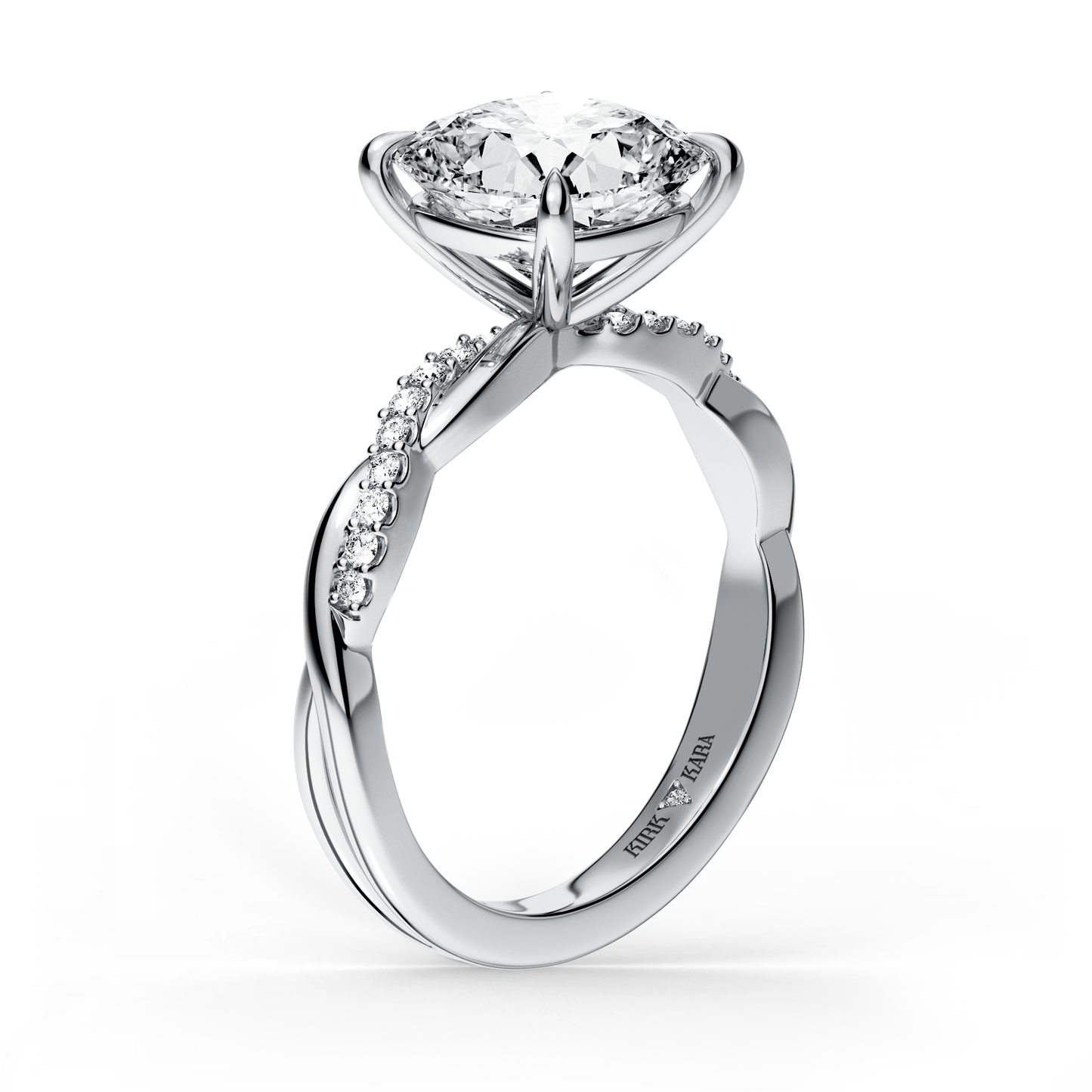 Preset Twist Cushion Lab Diamond Engagement Ring - Center Diamond Included