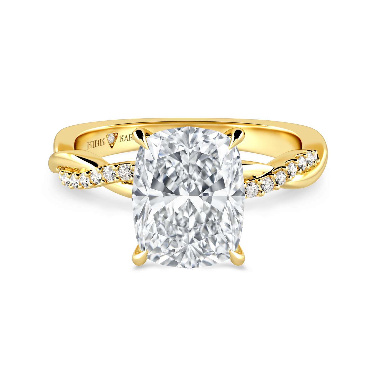 Preset Twist Cushion Lab Diamond Engagement Ring - Center Diamond Included