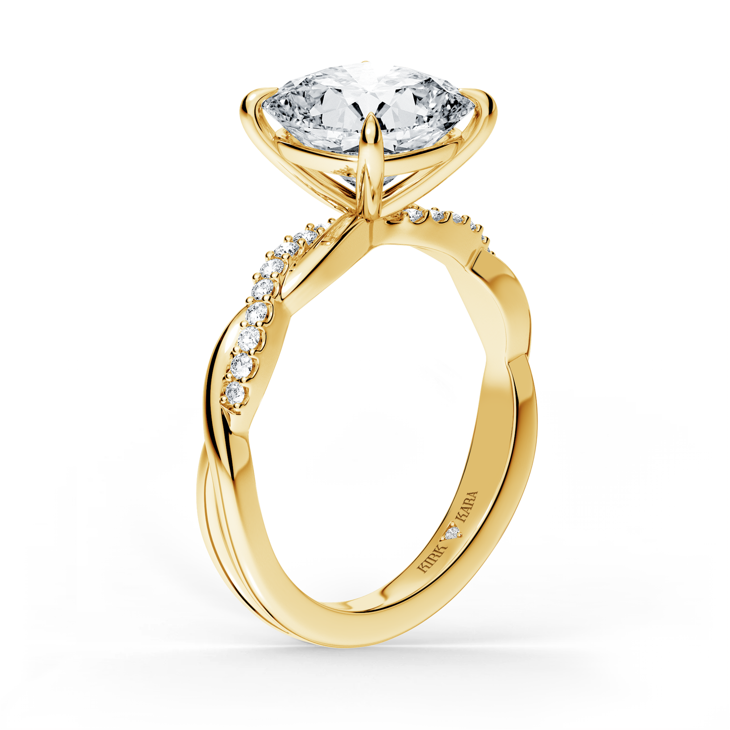 Preset Twist Cushion Lab Diamond Engagement Ring - Center Diamond Included