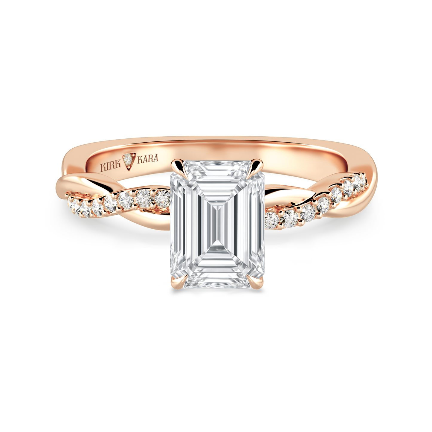 Preset Twist Emerald Lab Diamond Engagement Ring - Center Diamond Included